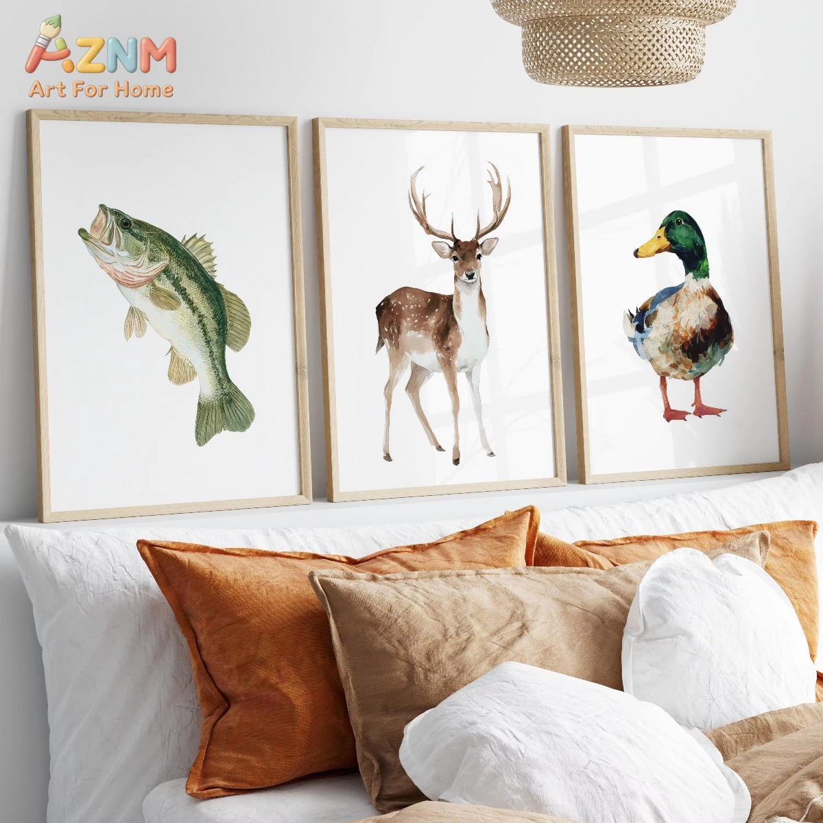Hunting Outdoor Decor - AZNM Watercolor Hunting and Fishing Art