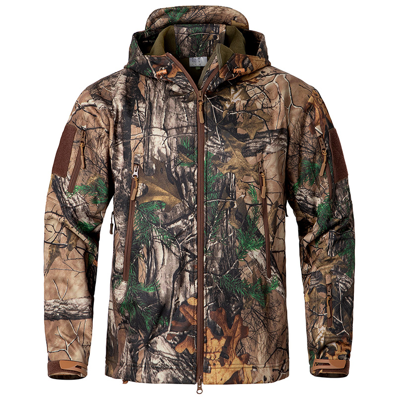 Camouflage Hunting Jacket - Men's Silent Soft Shell Camouflage Tactical